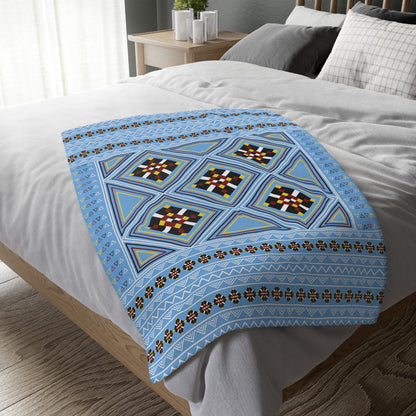 Blue Velveteen Microfiber Blanket (Two-sided print)
