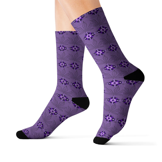 Mary Purple Diamond Socks